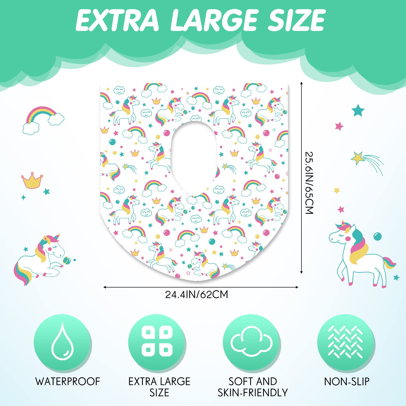 Paquete de 50 fundas desechables para asiento de inodoro extragrandes, envueltas individualmente para niños y adultos, portátiles, antideslizantes, impermeables, para niños pequeños, entrenamiento