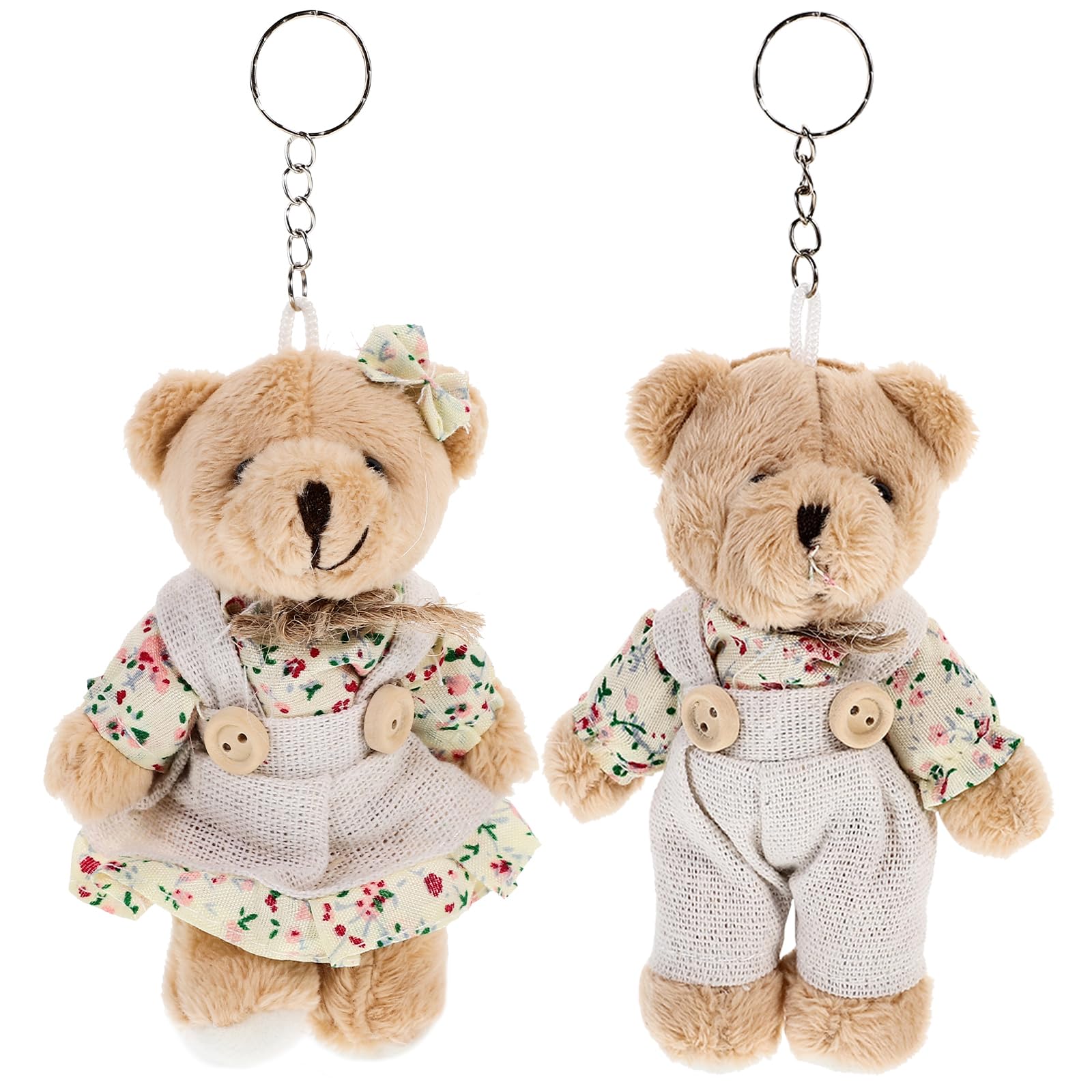 CALLARON 2-Piece Bear Plush Keychain Set for Couples Matching Bag Decoration Bear Fluffy Valentine's Day Gift : Clothing, Shoes & Jewelry