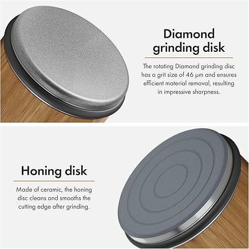 Miniatura 3 de HORL Afilador de cuchillos rodantes de roble diseñado en Alemania para bordes rectos y cuero