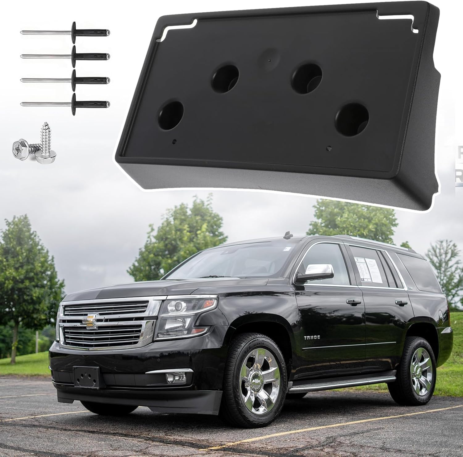 Front License Plate Frame for Chevy Suburban/Tahoe 2015-2020 Front Bumper License Plate Holder Mounting Bracket Replace # 23235997 GM1068193