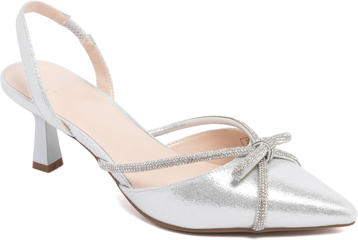 Jones New York Women's Pointed Toe Slingback Kitten Heels, Comfortable Dress Pumps with Adjustable Buckle, Elegant Low Heel Shoes for Wedding, Evening, or Office