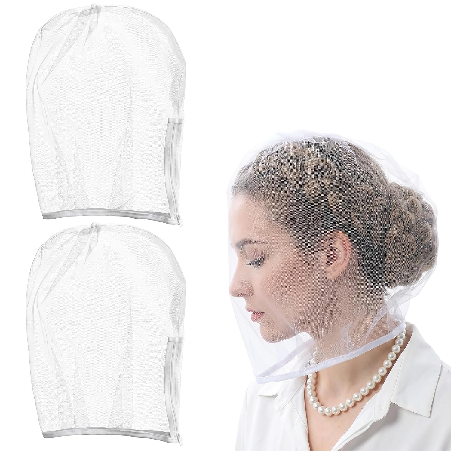 Ymapinc 2-Pack Makeup Protector Hood, Protects Hair Face Glasses, White