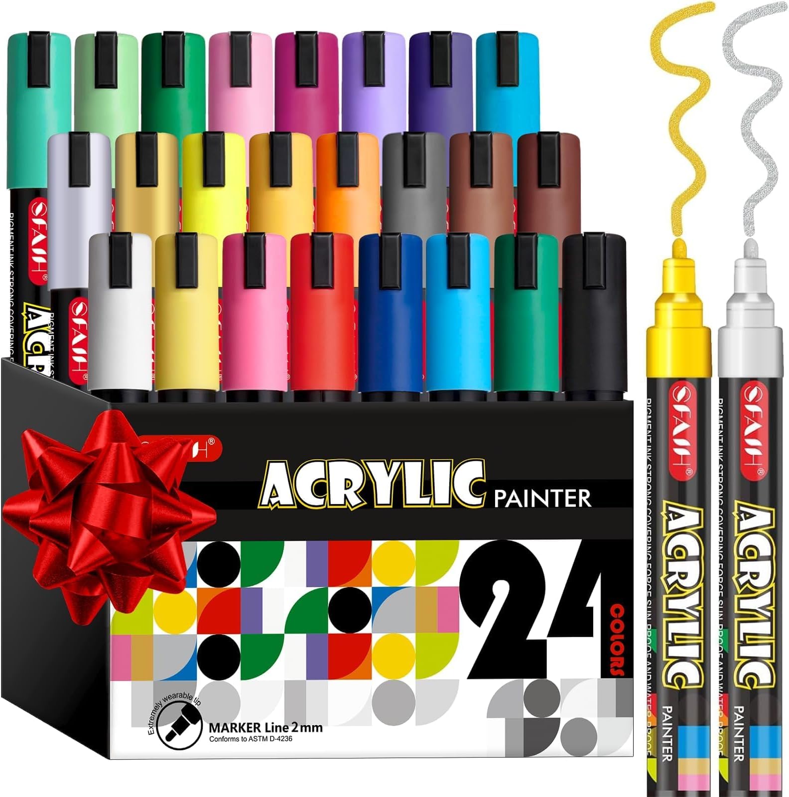 Acrylic Creative Markers - 3mm Replaceable Nibs 24 Colors