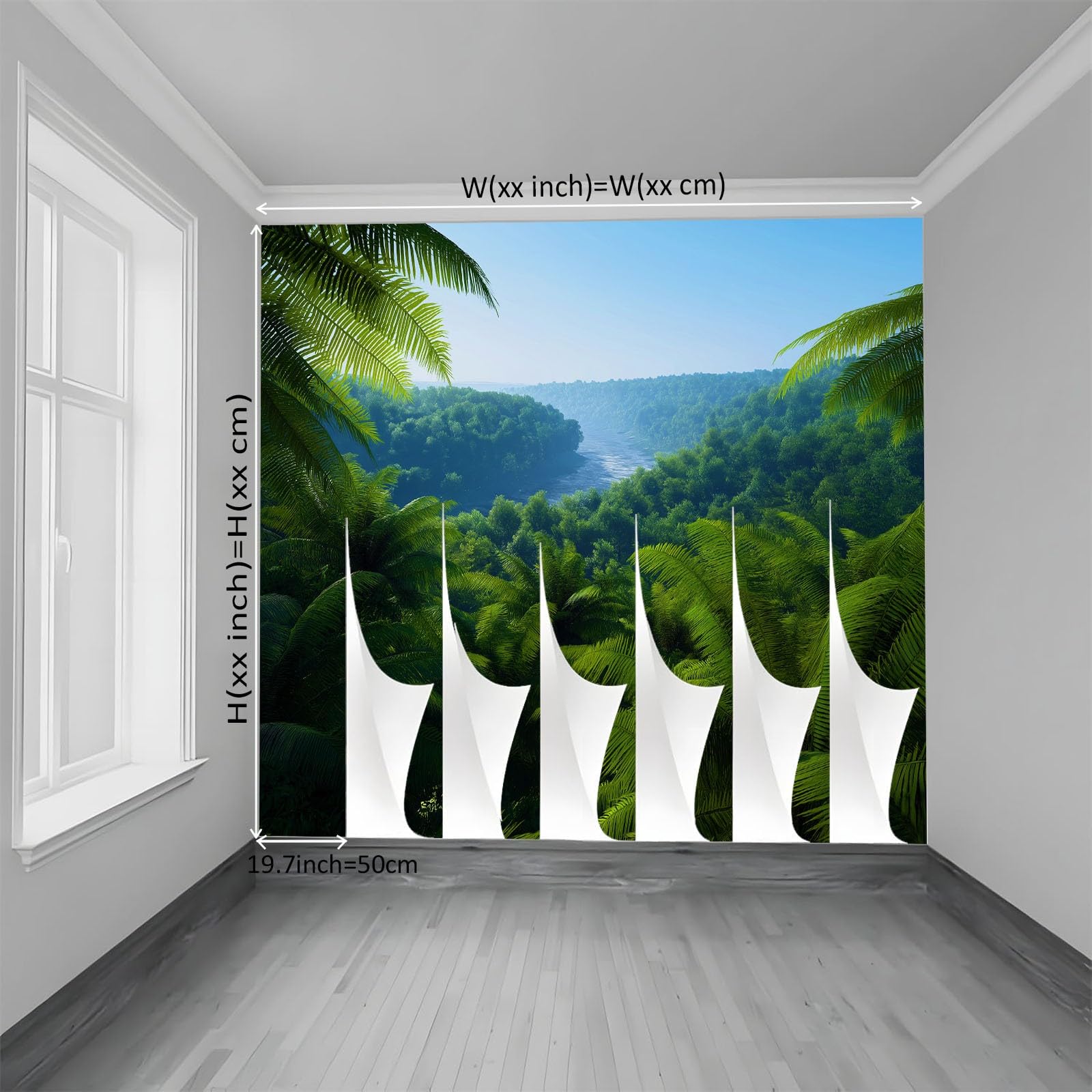 Tapeta z włókniny 250 x 175 cm (szer. x wys.), zielona fototapeta - surrealizm tropikalne rośliny natura dekoracja ścienna z dekoracyjnymi malowidłami ściennymi