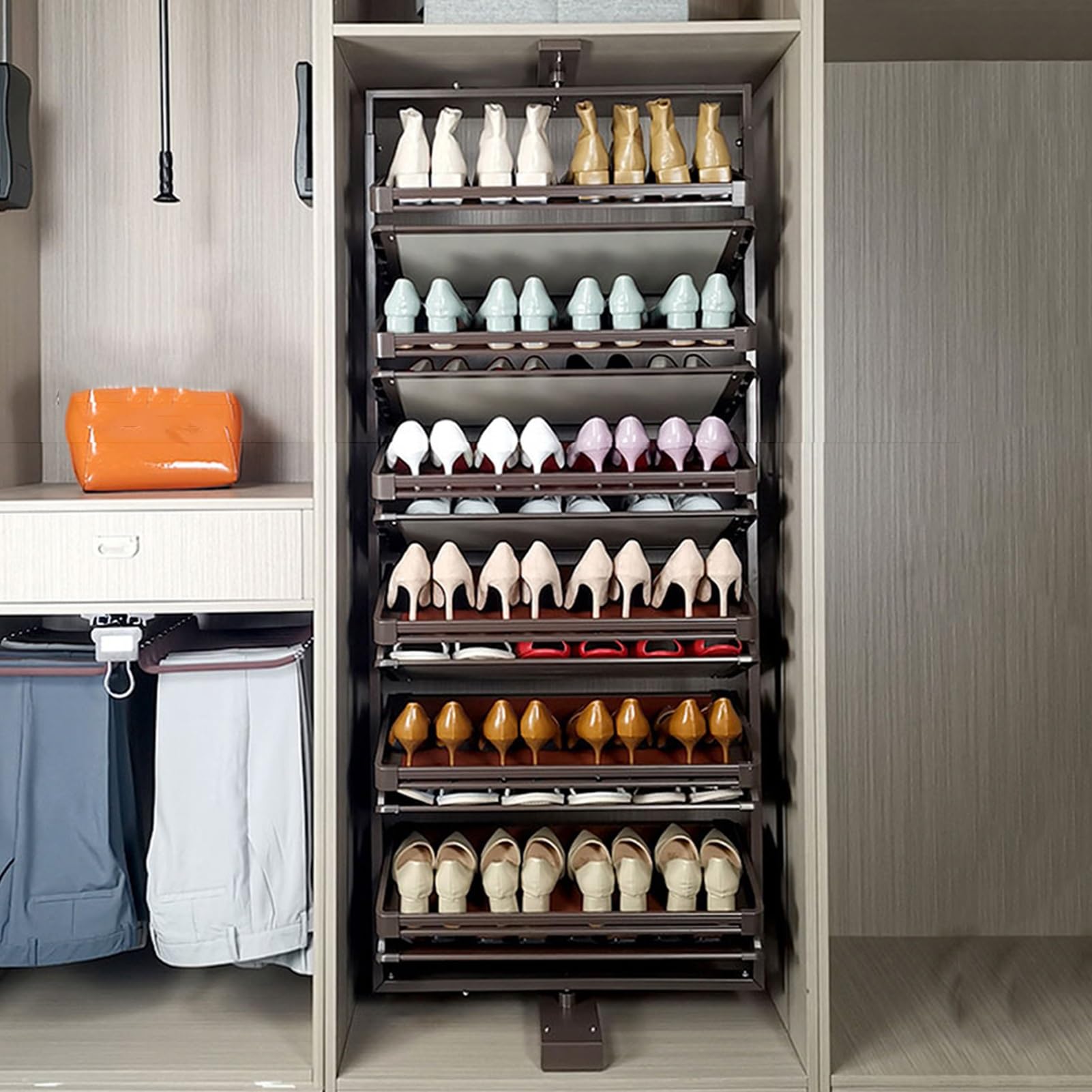 Zapatero extraíble giratorio de 360°, estante de almacenamiento y exhibición Ajustable en altura, Zapatero multinivel para El hogar, ahorra espacio (10 niveles).