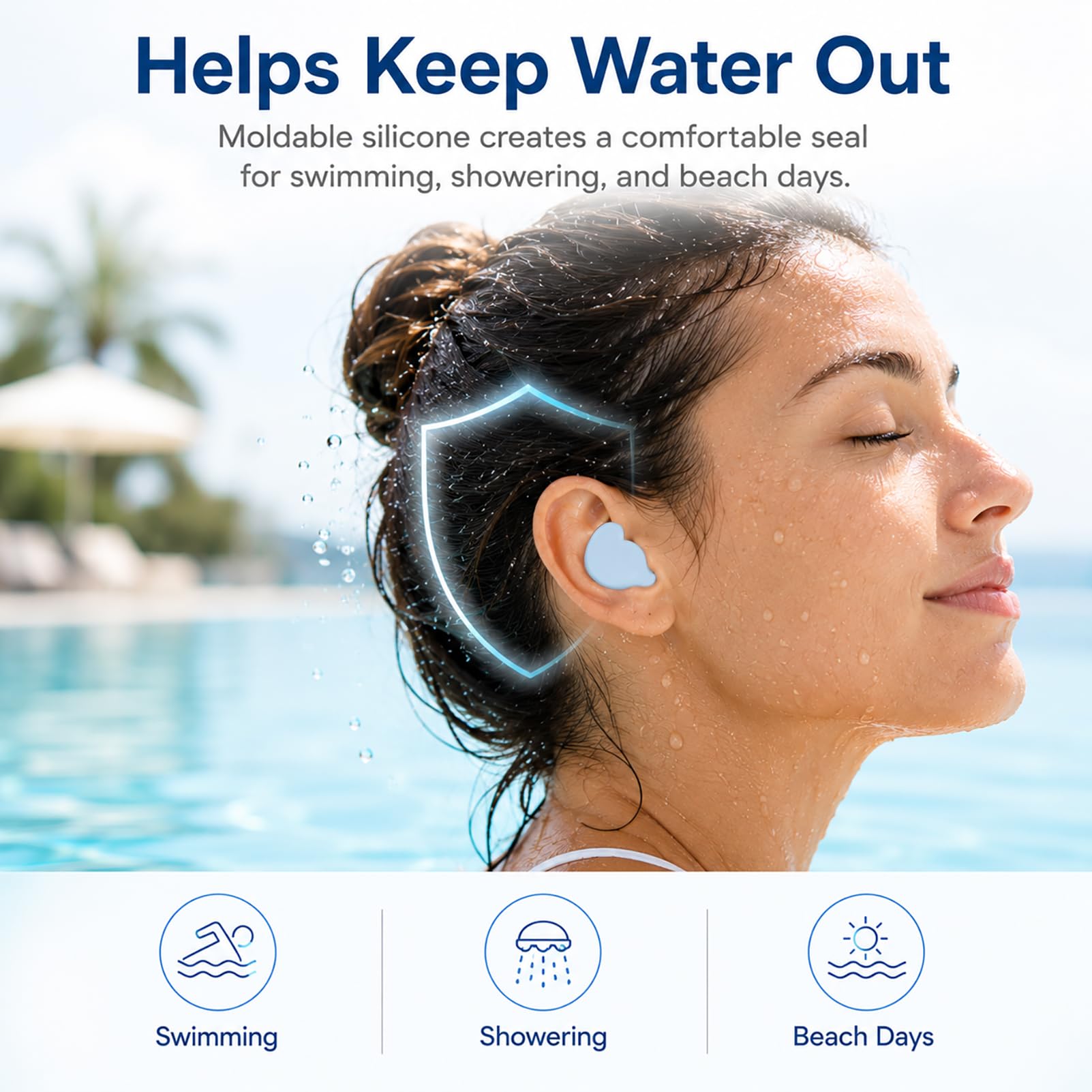 Moldable Silicone Ear Plugs for Sleeping, Soft Reusable Noise Reduction Earplugs for Snoring, Side Sleepers, Small Ears, Swimming and Travel — Amazon image 3