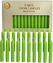 Ein Sof 5" Unscented Chime Candles Pack of 20 (4 Hrs Burn Time) | Decorative Light Long Paraffin Wax Pillar Mombati Bright Green Candle Set for Money Spell, Gifting, Birthday, Home Use & Decoration