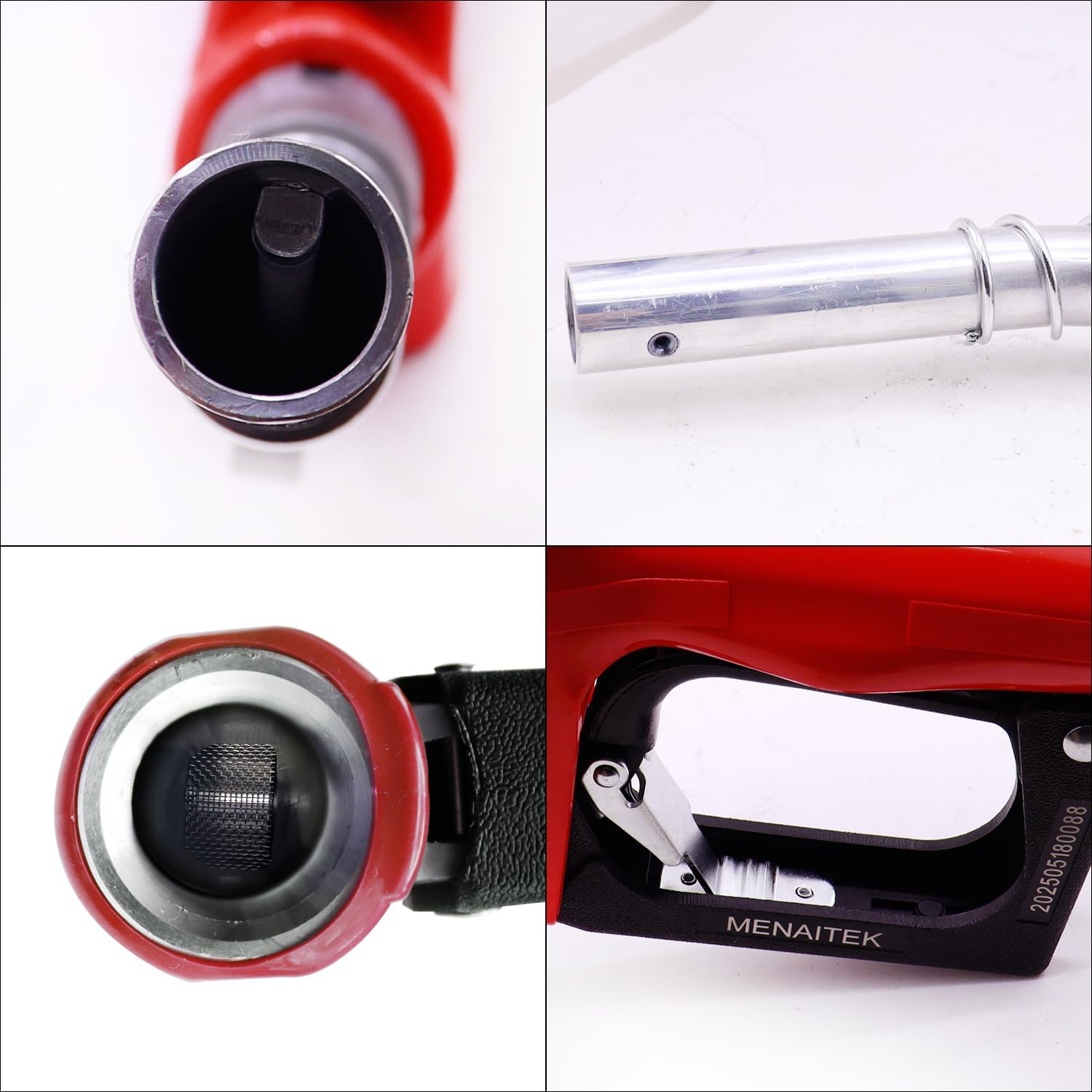 3/4" Red NPT Fuel Transfer Nozzle Kit - Auto Shut Off Fuel Nozzle W/Fuel Hose Swivel, 16 GPM High Flow, 360° Swivel, 13/16 in Spout w/ 3-Gear Padlock (Diesel, Gasoline, Kerosene)