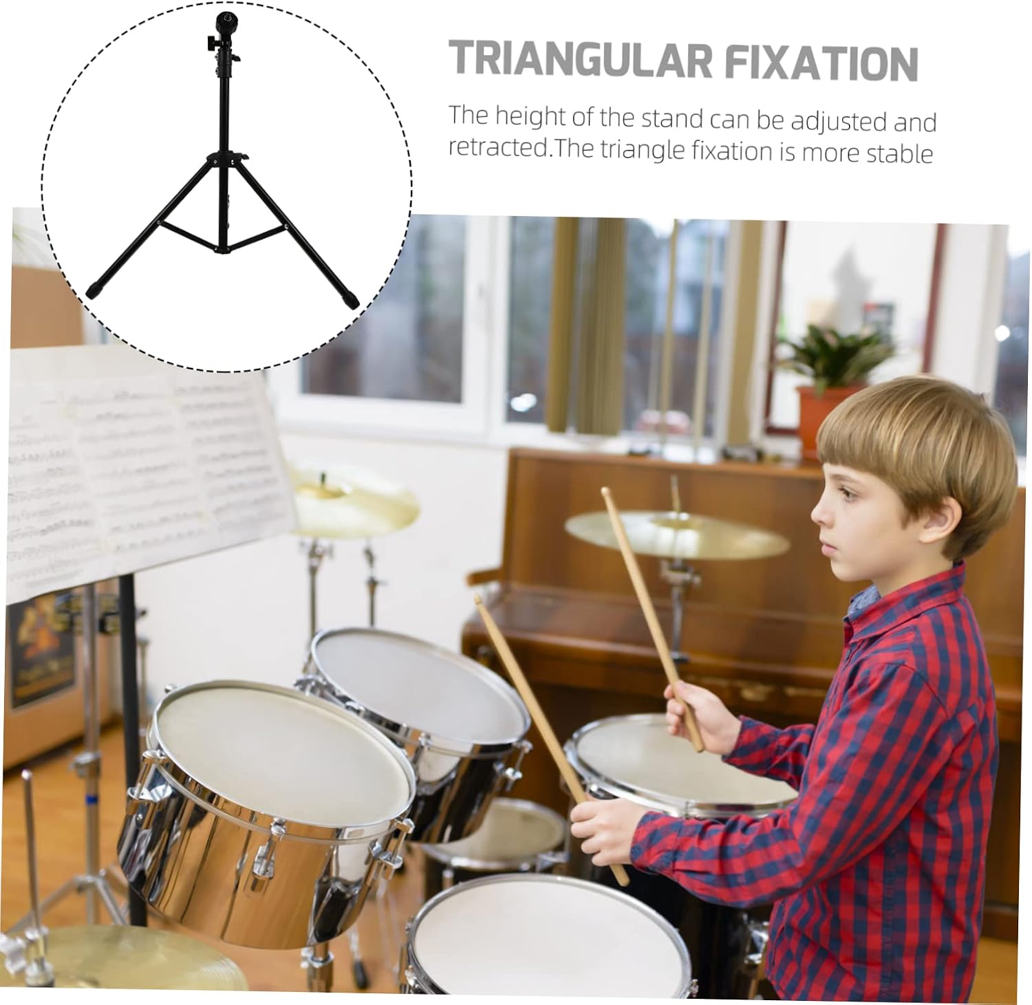 Sosoport 1Set Adjustable Height Snare Drum Rack Durable Black Tripod Stand for Indoor Use Drum Accessory for Practice and Performance Versatile Drum Tool for Musicians