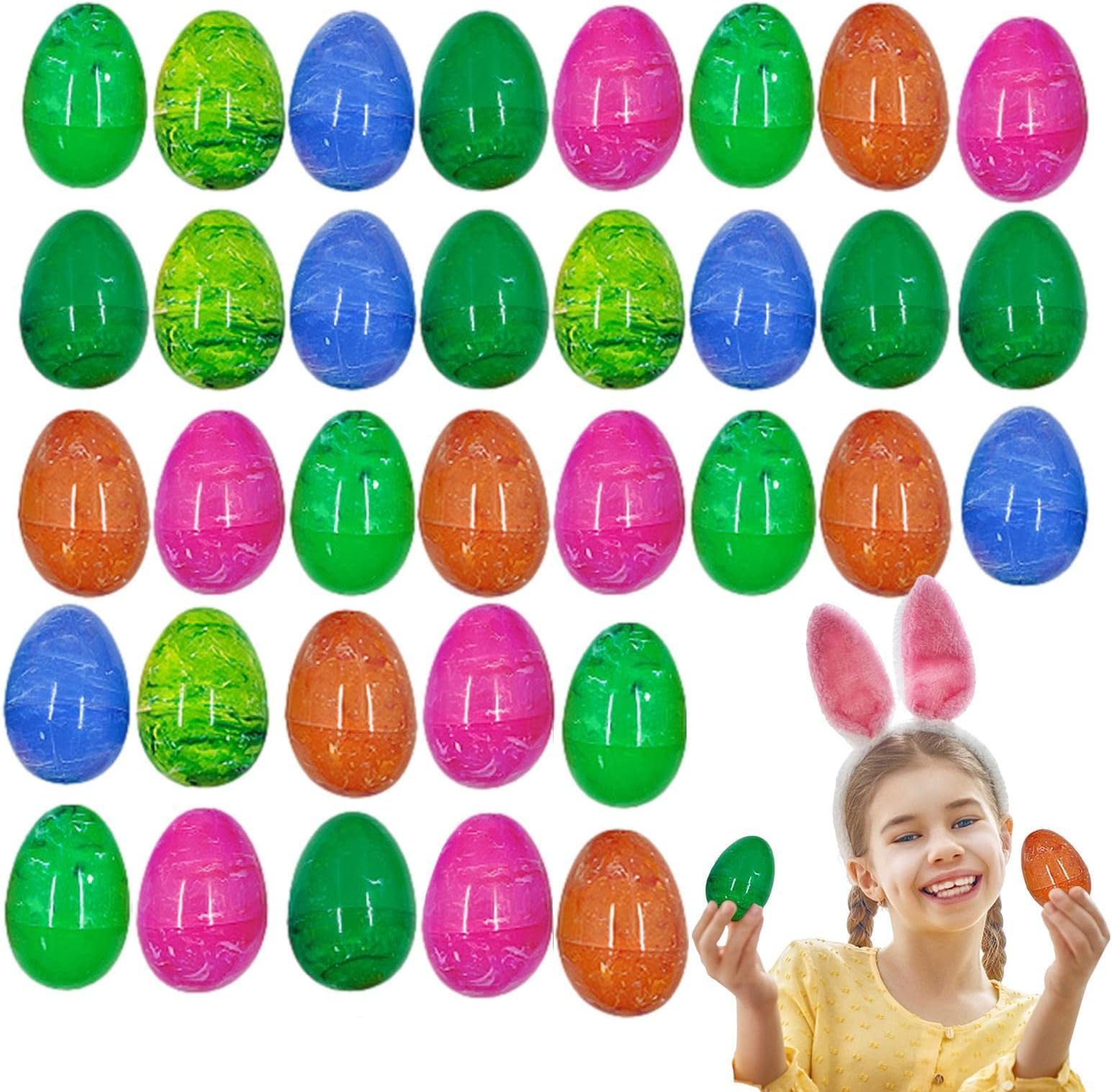 Easter Eggs Empty - Printed Easter Eggs Assortment Fillable 36 Pieces,Party Favors Supplies,Easter Egg Hunt, Fill Candy Chocolate Small