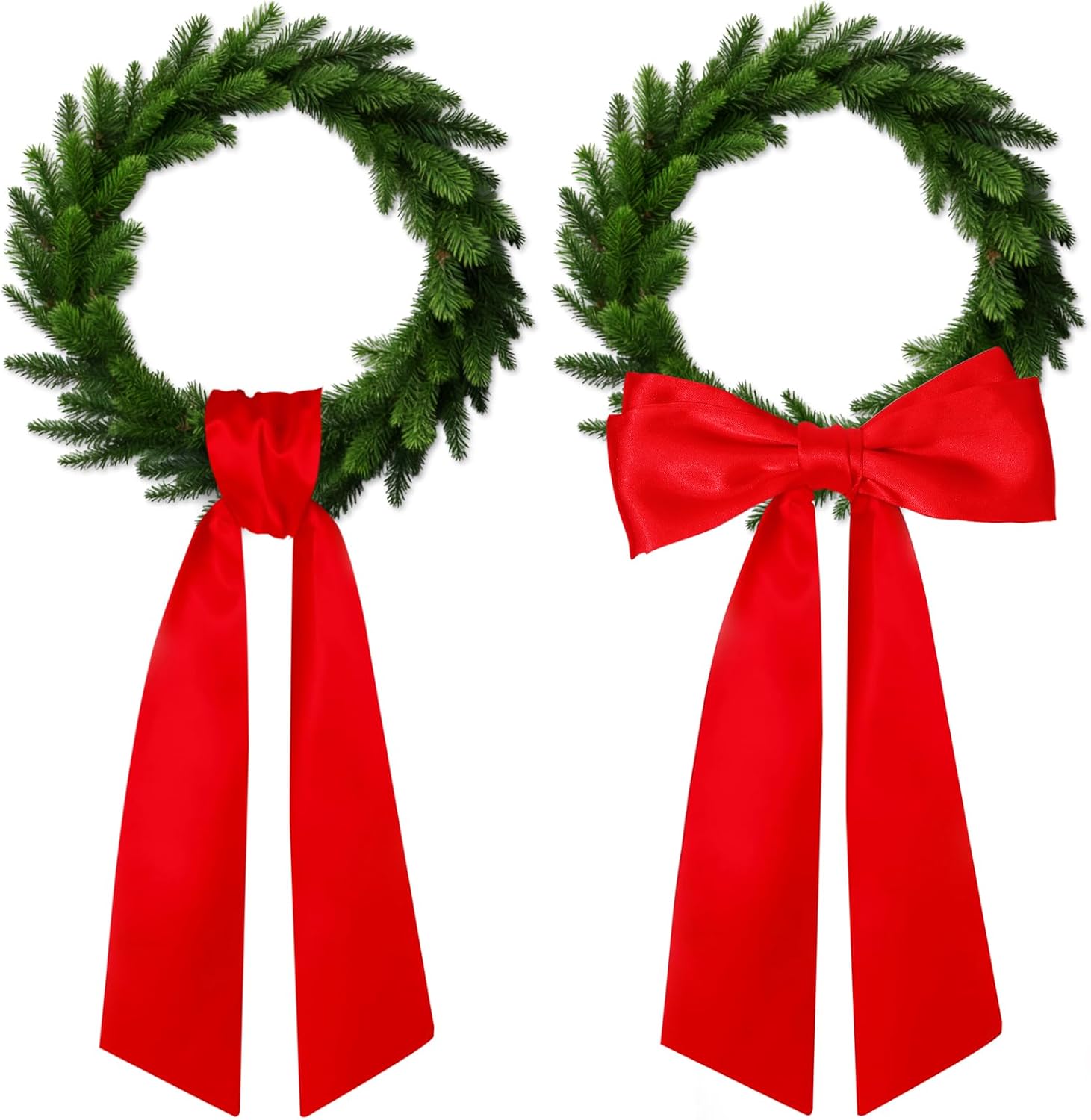 2Pcs Chinoiserie Monogram Satin Blue White Flower Wreath Sash for Door Accessories Indoor/Outdoor Wall Decor