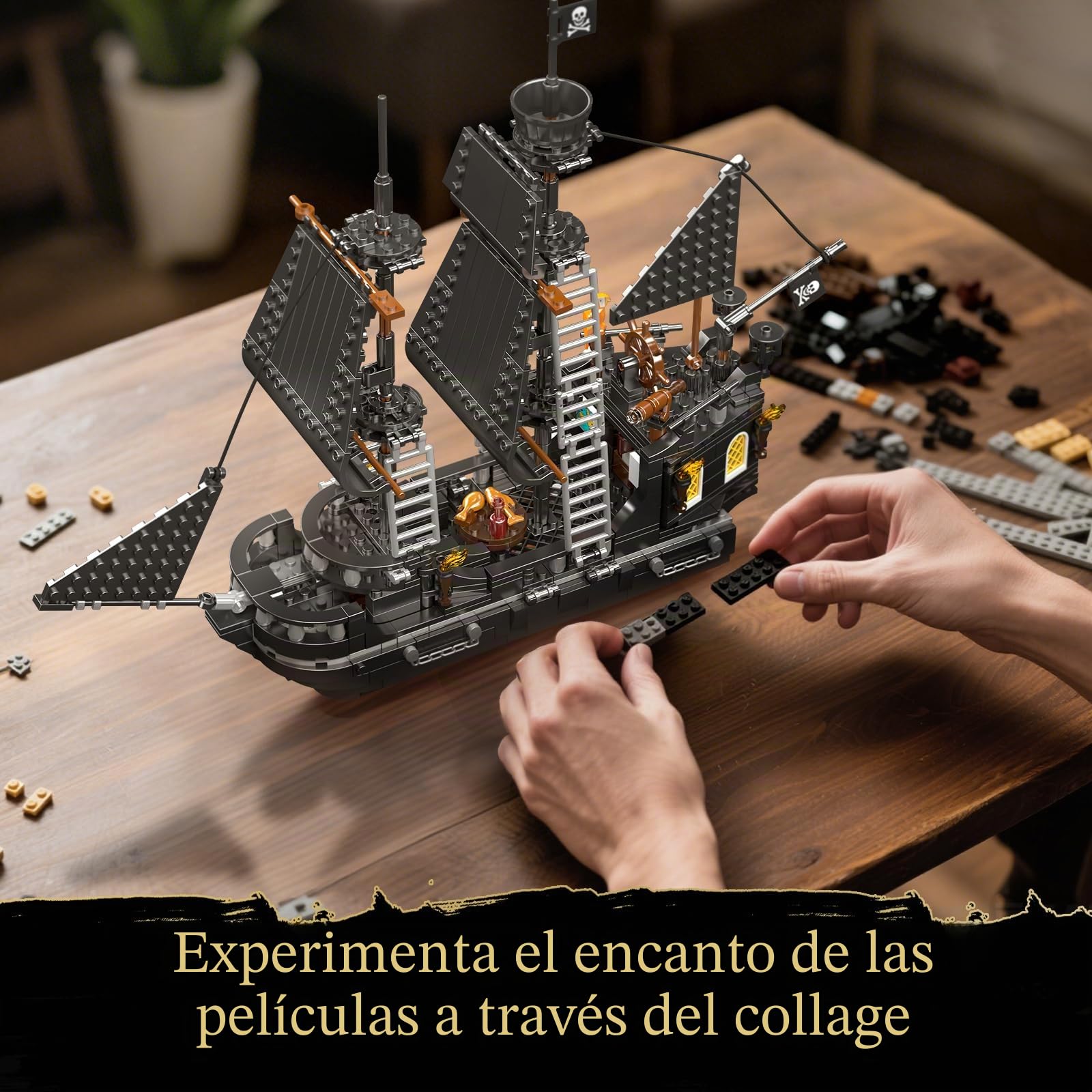 Mould King 10195 Black Pearl Velero Barco Pirata Bloques de Construcción, 932 + piezas con diseño detallado, regalo para niños y niñas a partir de 10 años