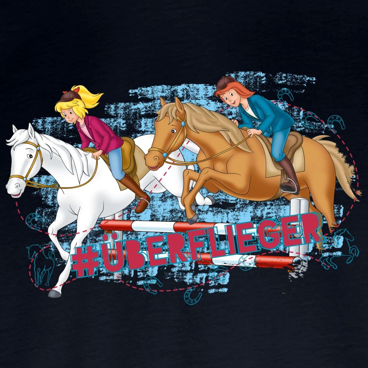 Spreadshirt Bibi Und Tina Pferde Überflieger Springreiten Kinder Premium Langarmshirt