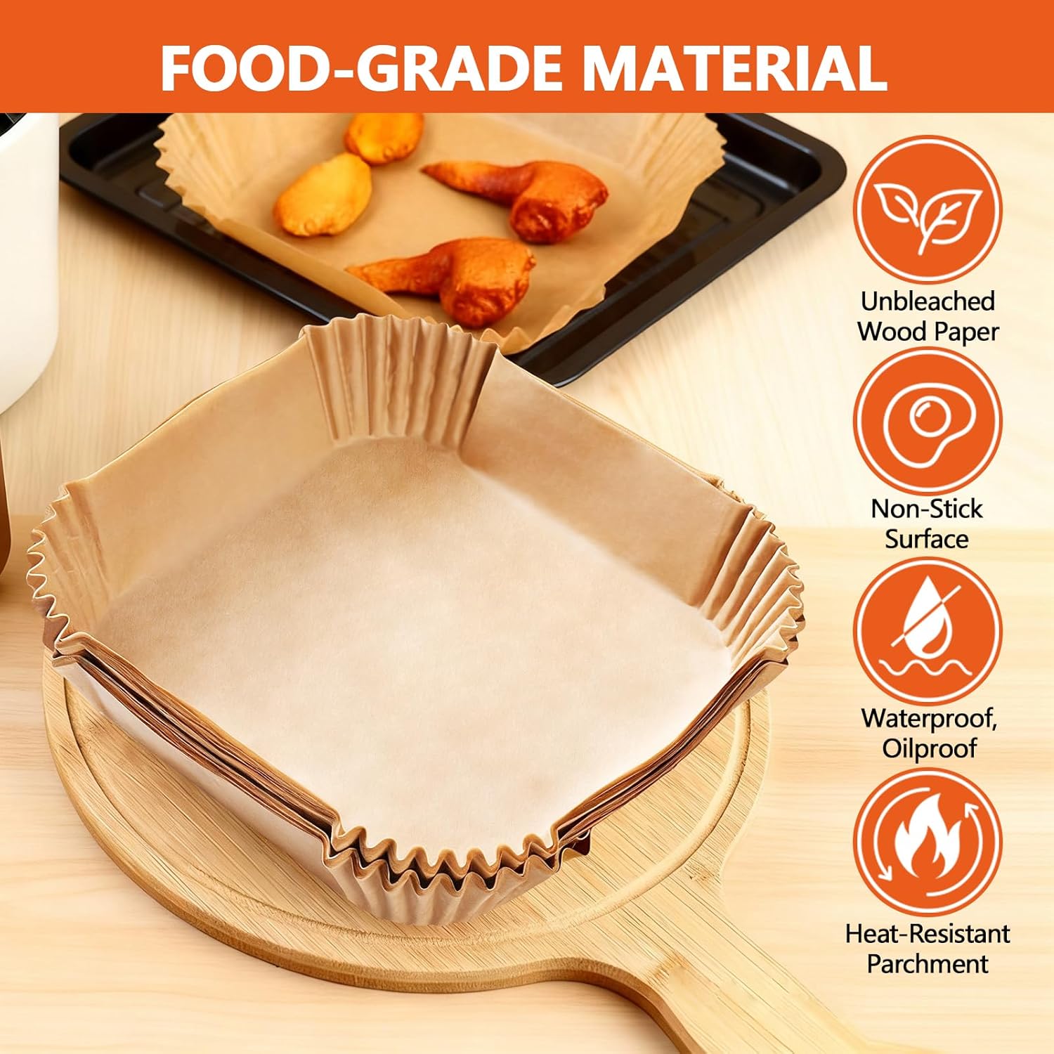 UBeesize Parchment Liners for Ninja Crispi Air Fryer, Disposable 250 (125+125) PCS Ninja Crispi Accessories for Ninja Crispi 4-in-1 Portable Glass, Non-Stick Unbleached Paper Liners