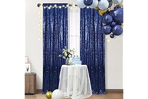 SquarePie Navy Blue Sequin Backdrop for Weddings and Parties (2FT x 8FT, 2 Pack)