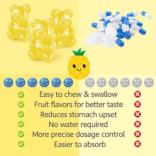 Miniatura 7 de Gomitas de glicinato de magnesio de 500 mg, sin azúcar para adultos y niños, gomitas de magnesio para dormir, alivio del estrés y muscular, apoya la