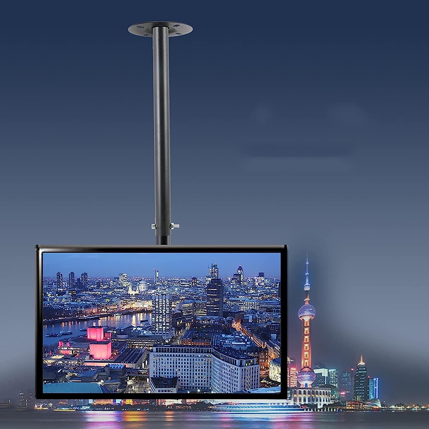 Staffa di montaggio a soffitto per 32 TV da 75 pollici, inclinabile, girevole, supporto telescopico, capacità 69,9 kg, facile da montare