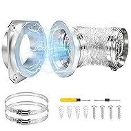 Magnetic Dryer Vent Hose Connector Kit Quick Coupling for Tight Space Including Flexible 3.3ft 4" Duct & two Clamps Easy to Clean for Laundry Room,Apartment Secadora Pipe Connection Exhaust Coupler