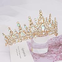 Vista 15 de TOBATOBA - Corona dorada para mujer, tiara de boda, corona de reina, corona de cristal, coronas de princesa real para ramos de flores, tocado