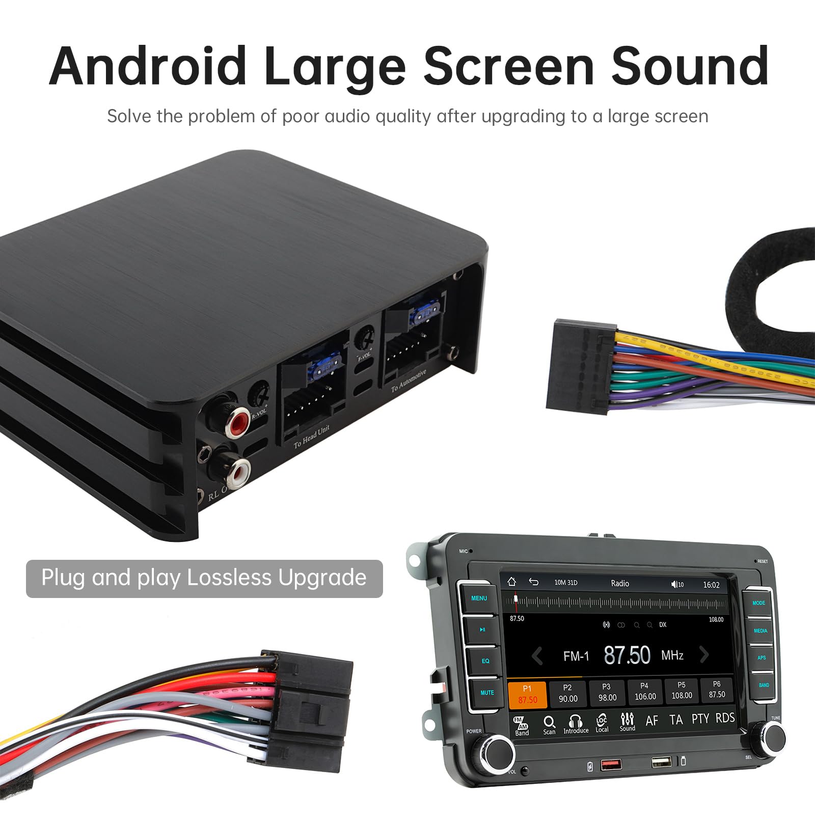 Amplificatore a 4 canali full-range, 4 canali 80W x 4 Classe A/B Modifica audio amplificatore di potenza processore audio digitale per lettore auto Android
