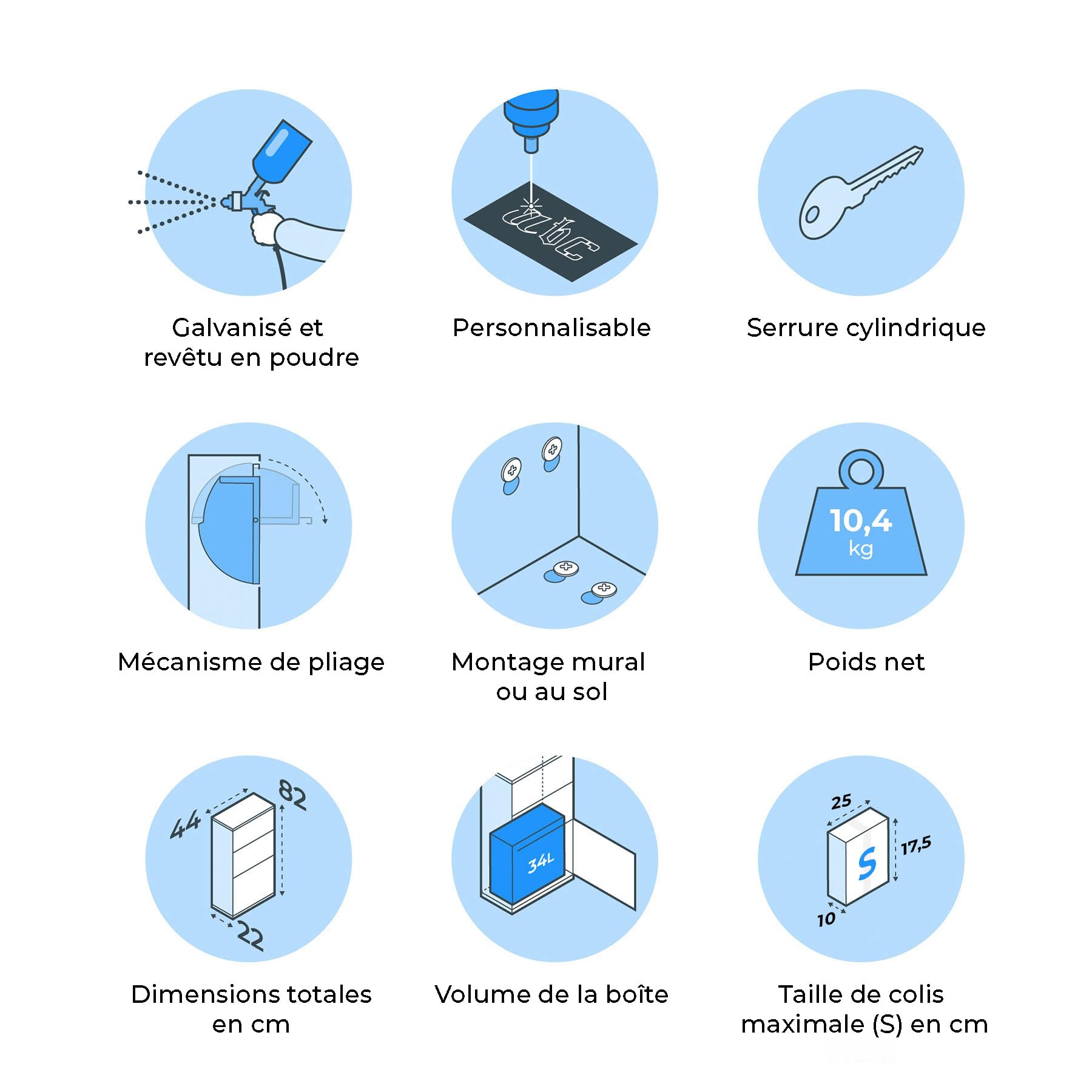 Metzler® boîte à Colis avec clapet Anti-vol et Support au Sol RAL 7016 Gris Anthracite réception sécurisée sans Contact Acier Inoxydable Personnalisable 10 Ans de pièces détachées Avalon