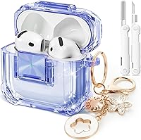 Vista 12 de with Safety Lock,Soft TPU Clear Case with Cute Bling Keychain and Cleaner kit for Women Girls