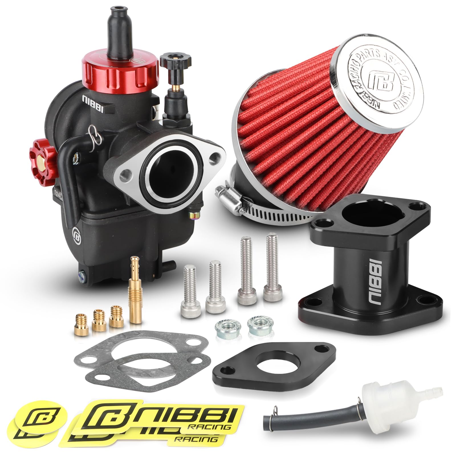 NIBBI Carburetor Pefect for Predator 212,with Intake Manifold 48mm Air Filters,for Coleman,Predator 196cc 212cc 224cc Engine Performance Parts(Black)