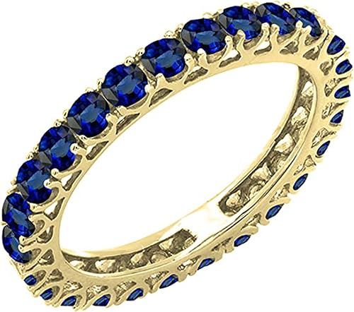 Dazzlingrock Collection Anillo apilable redondo de eternidad para mujer, con piedras preciosas creadas en laboratorio, disponible en oro de 10K14K18K