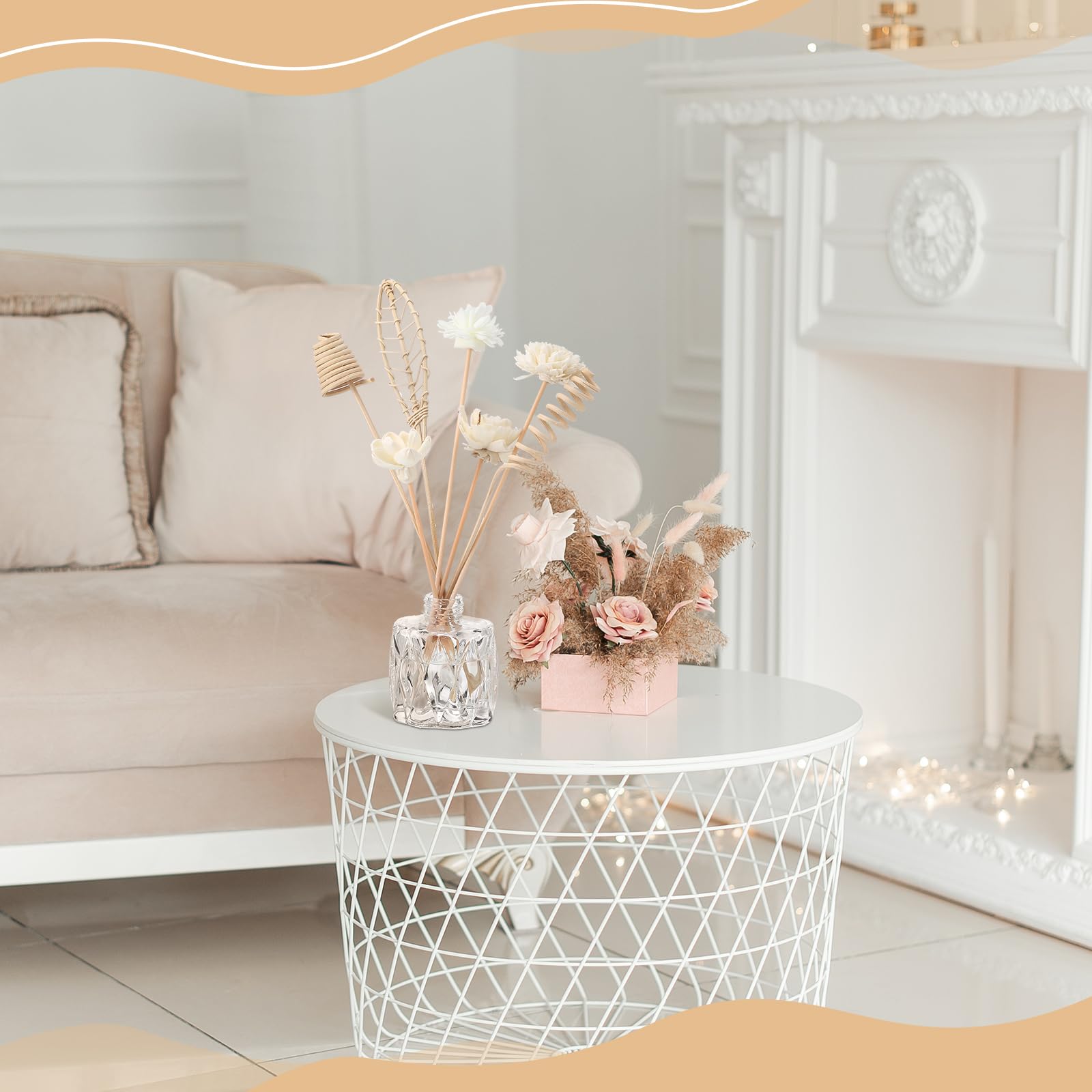 Cindeer Il set di 200 bastoncini per diffusori include 10 stili, 100 bastoncini di fiori in rattan naturale, 7 stili, 100 diffusori di fragranze miste in rattan, diffusore di fragranza di ricambio per