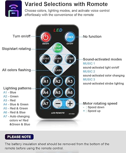 Miniatura 2 de Luditek Luces de fiesta activadas por sonido con control remoto, iluminación de DJ, lámpara estroboscópica de bola de discoteca, 7 modos, luz de