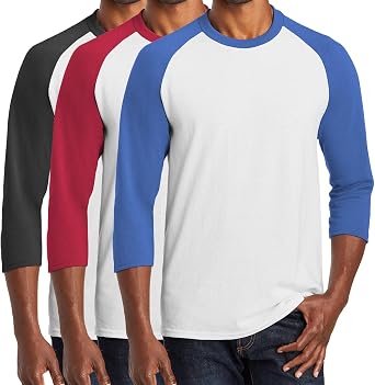 Jnriver Core Blend Heavy Cotton 3/4-Sleeve Raglan Tee - Casual Mens Jersey Baseball Shirt