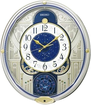 Seiko Clock Wall Clock, Mechanical Clock, Radio-Controlled Clock, Light Gold Pearl, 18.3 x 15.7 x 3.5 inches 464 x 400 x 90 mm RE582G