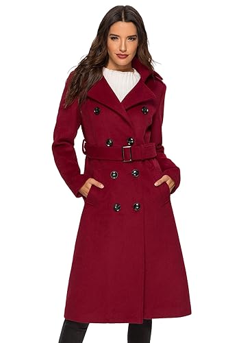 Escalier Womens Wool Coat Double Breasted Pea Coat Winter Long