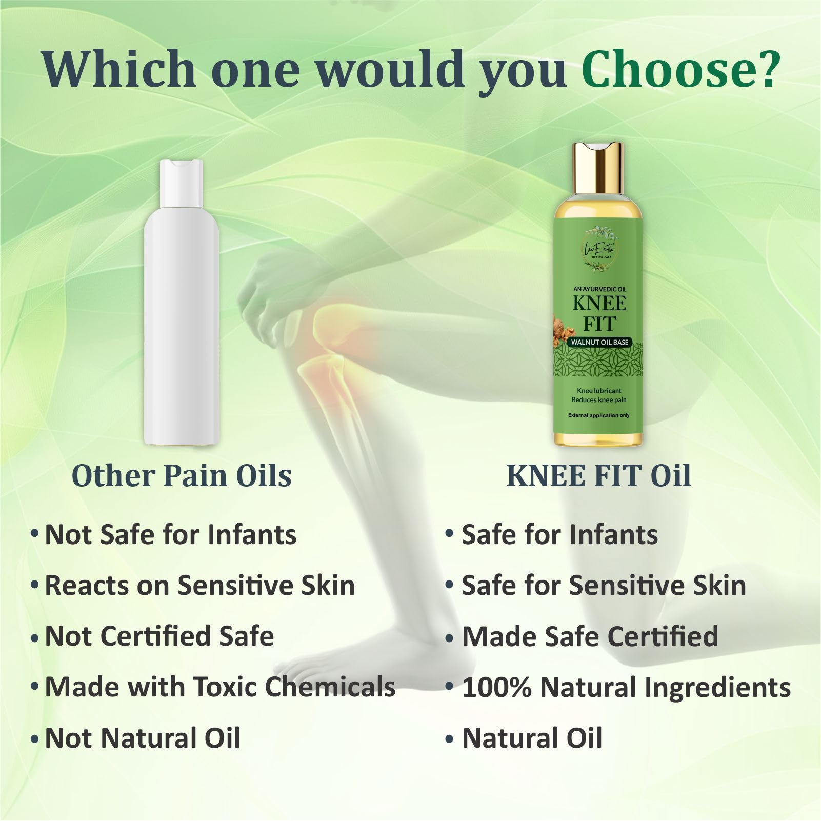 LivEarth Walnut Oil Base Ayurvedic Knee Fit Oil (100ml) | Knee Pain Relief  Oils | Supports Joint Movement & Flexibility | Non-Sticky, Fast Absorbing |  ...
