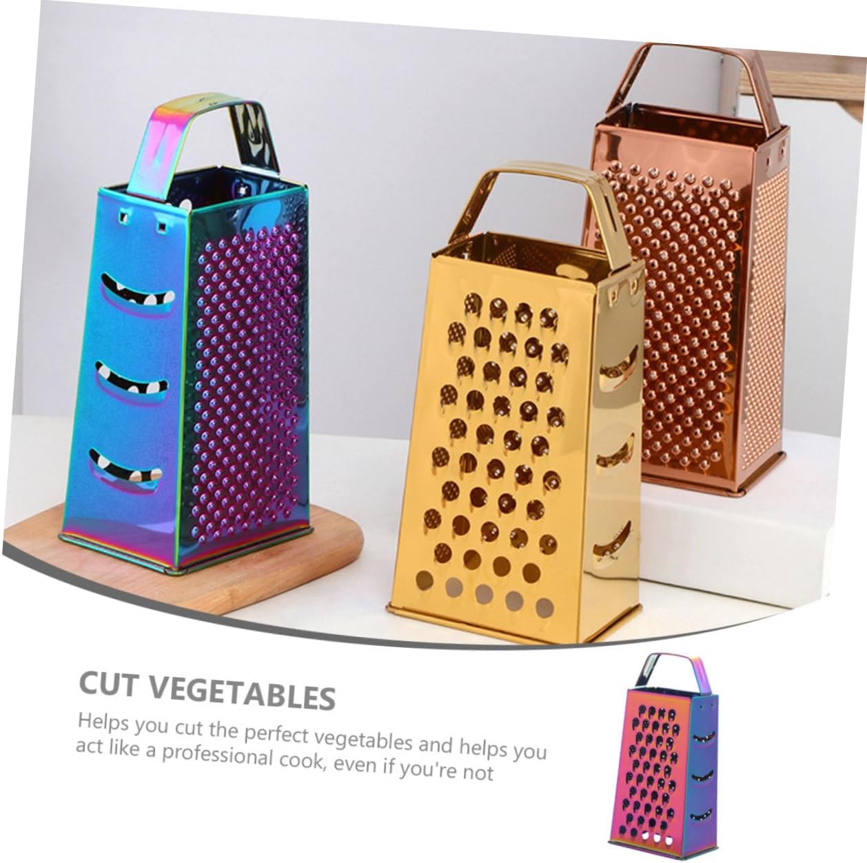 Stainless Steel Cheese Grater, 4 Sided Manual Kitchen Tool