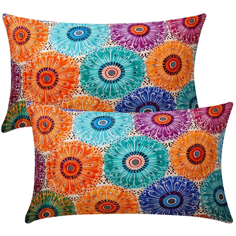 Federe Cuscini Divano 50x80 cm Set di 2 Federa Cuscino Boho Copri Cuscini per Divano Estate Fodere Cuscino Decorativi Copricuscino per Camera da Letto Soggiorno Balcone con Cerniera Nascosta -SC181