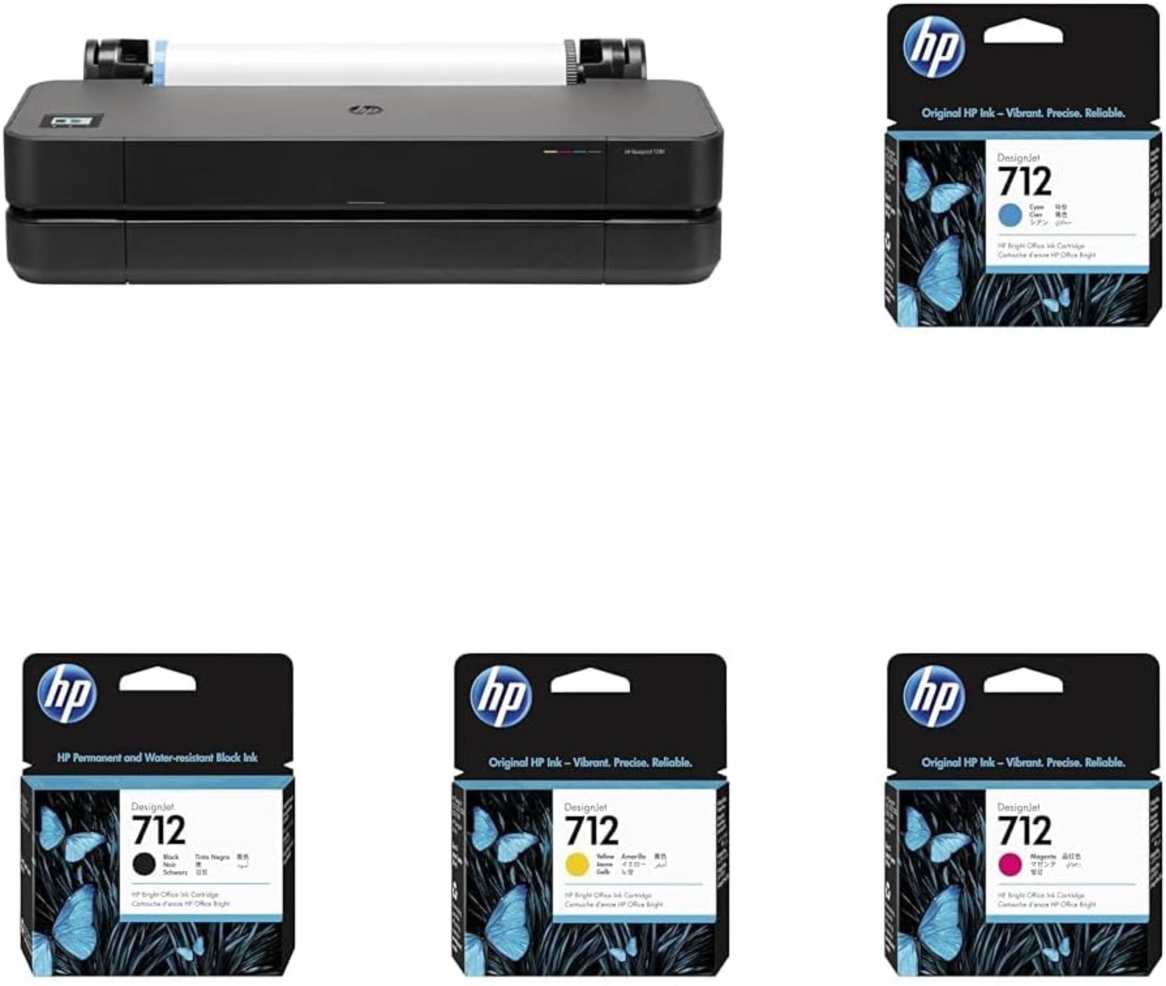 HP Stampante DesignJet T230 + 4 Cartucce 712 Nero, Ciano, Giallo e Magenta