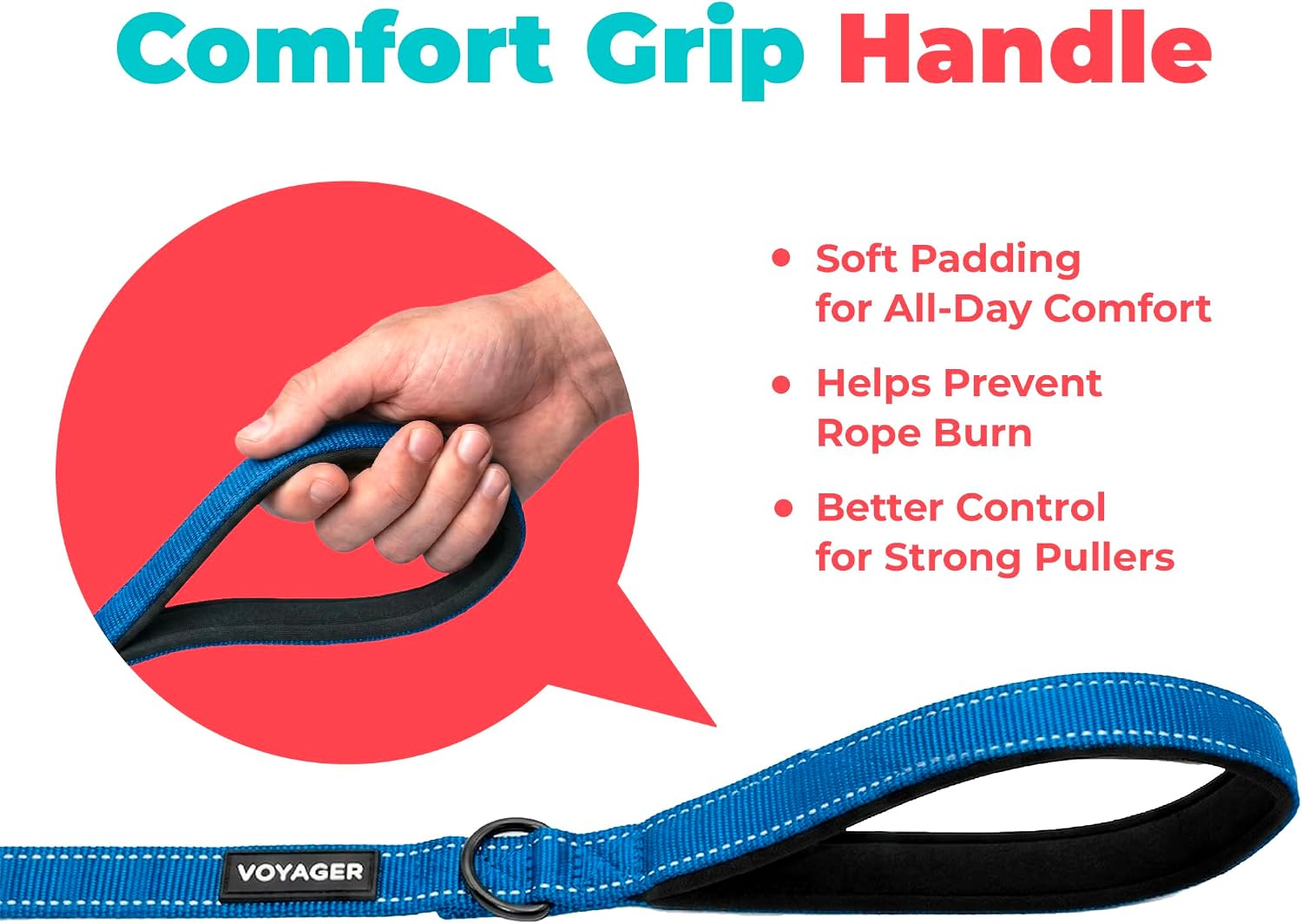 Best Pet Supplies Voyager Nylon Dog Leash - 6ft Royal Blue, Large | 6ft in Length, 1" in Width, Reflective, Soft Neoprene Handle, Heavy Duty Metal Clips for Running, Walking & Training