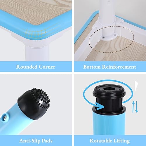 Miniatura 6 de Arlopu Juego de mesa y 6 sillas para niños, escritorio de graffiti ajustable en altura, mesa de manualidades para actividades preescolares, para