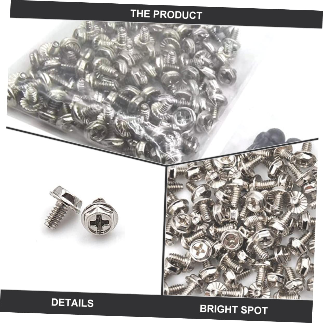 Balacoo 100pcs Mounting Screw Metal Replacement for Computer Case Screw for Power Supply Accessory for Computer Chassis Upgrade and Repair