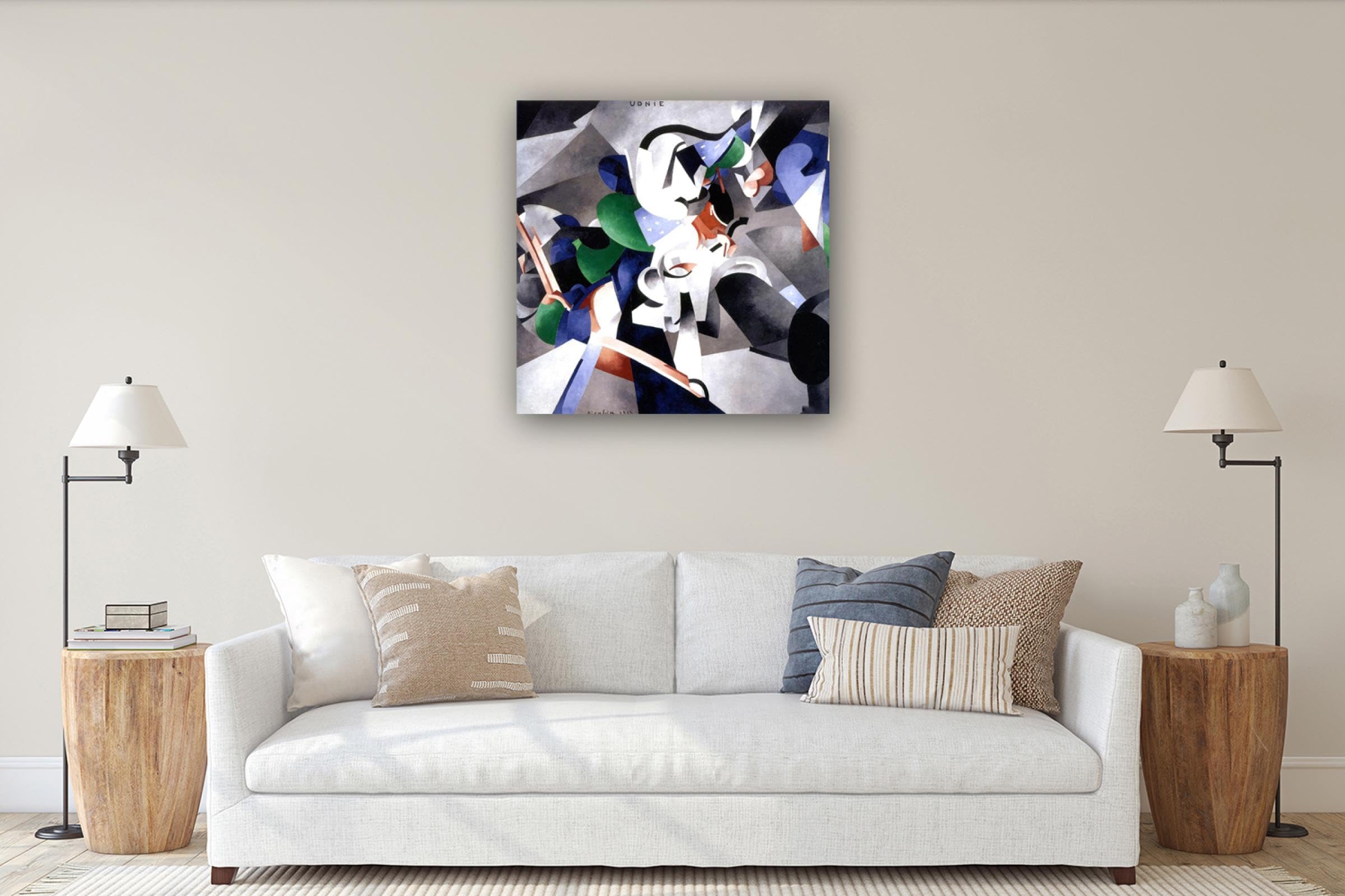 NHLDZYH Abstrakcyjny obraz na płótnie, (Young American Woman, Dance) by Picabio, plakat artystyczny na ścianę dekoracja ścienna sypialnia kuchnia restauracja 50 x 50 cm rama wewnętrzna
