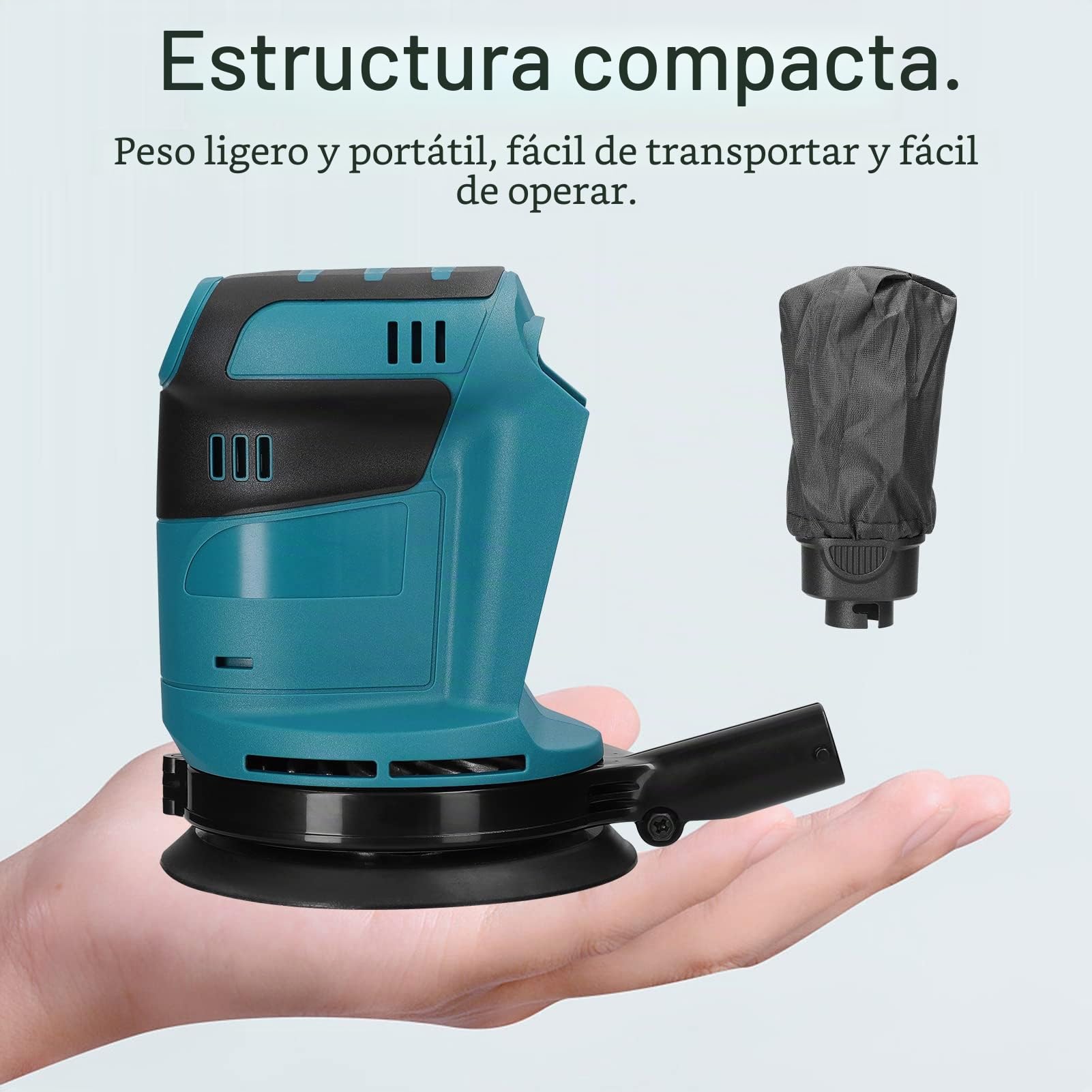 Lijadora Orbital Weytoll 125mm Lijadora Electrica, Compatible con Batería Makita 18 V, Motor Brushless 12000 rpm, Bolsa para el Polvo, Reemplaza Lijadora Orbital DBO180Z Ø 125mm