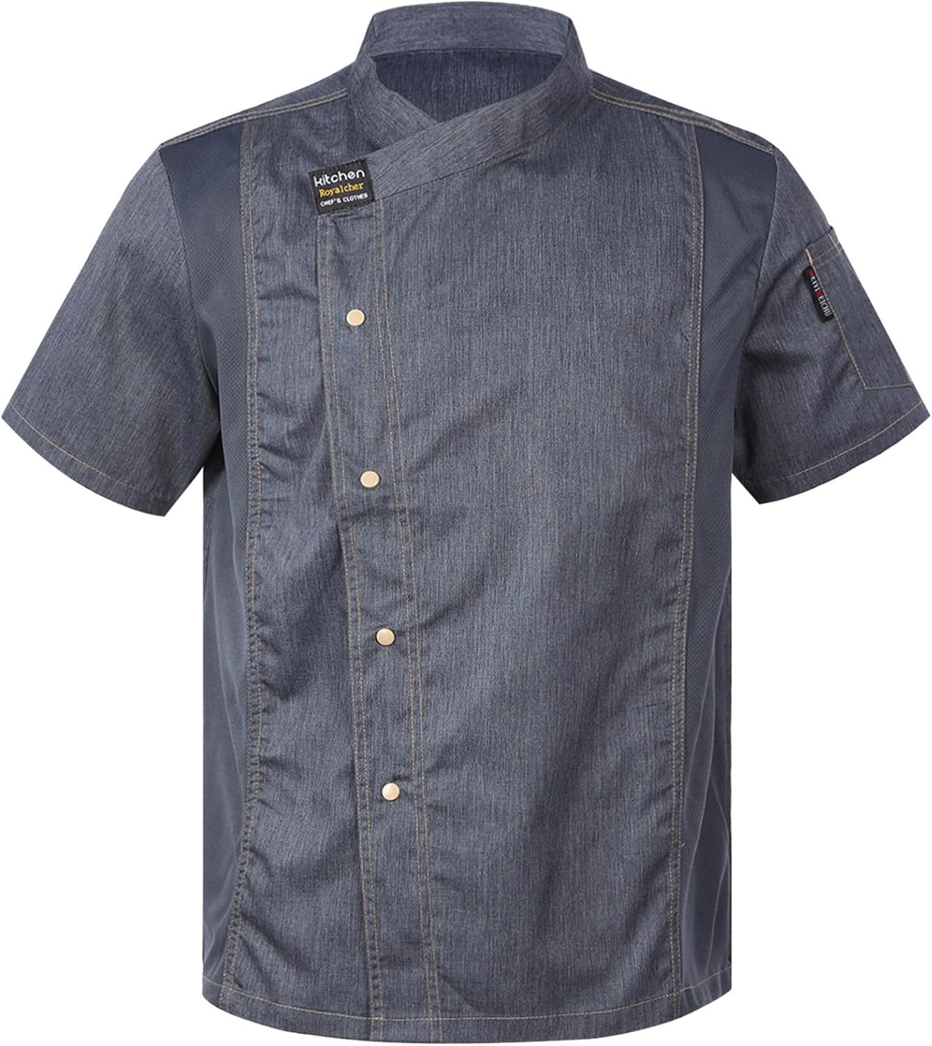 Vxuxlje Unisex Men's Chef Coat Short Sleeve/Long Sleeve Button Up Chef Jacket Chef Work Uniform