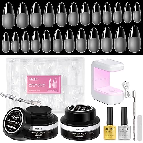 Miniatura 10 de MIZHSE - Pegamento de uñas sólido, 18g de pegamento de gel UV sólido para uñas y mini lámpara LED ligera para puntas de uñas acrílicas, pegamento