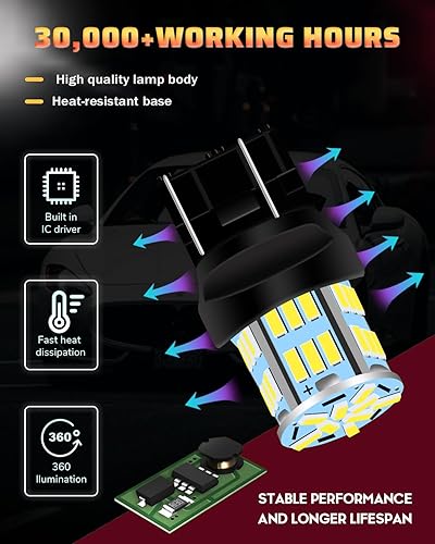 Miniatura 3 de UNXMRFF Bombillas LED 7440 7443 para luces de marcha atrás, color blanco, 6000 K, superbrillantes, 7441 7444 T20 W21W, bombilla LED para luz de
