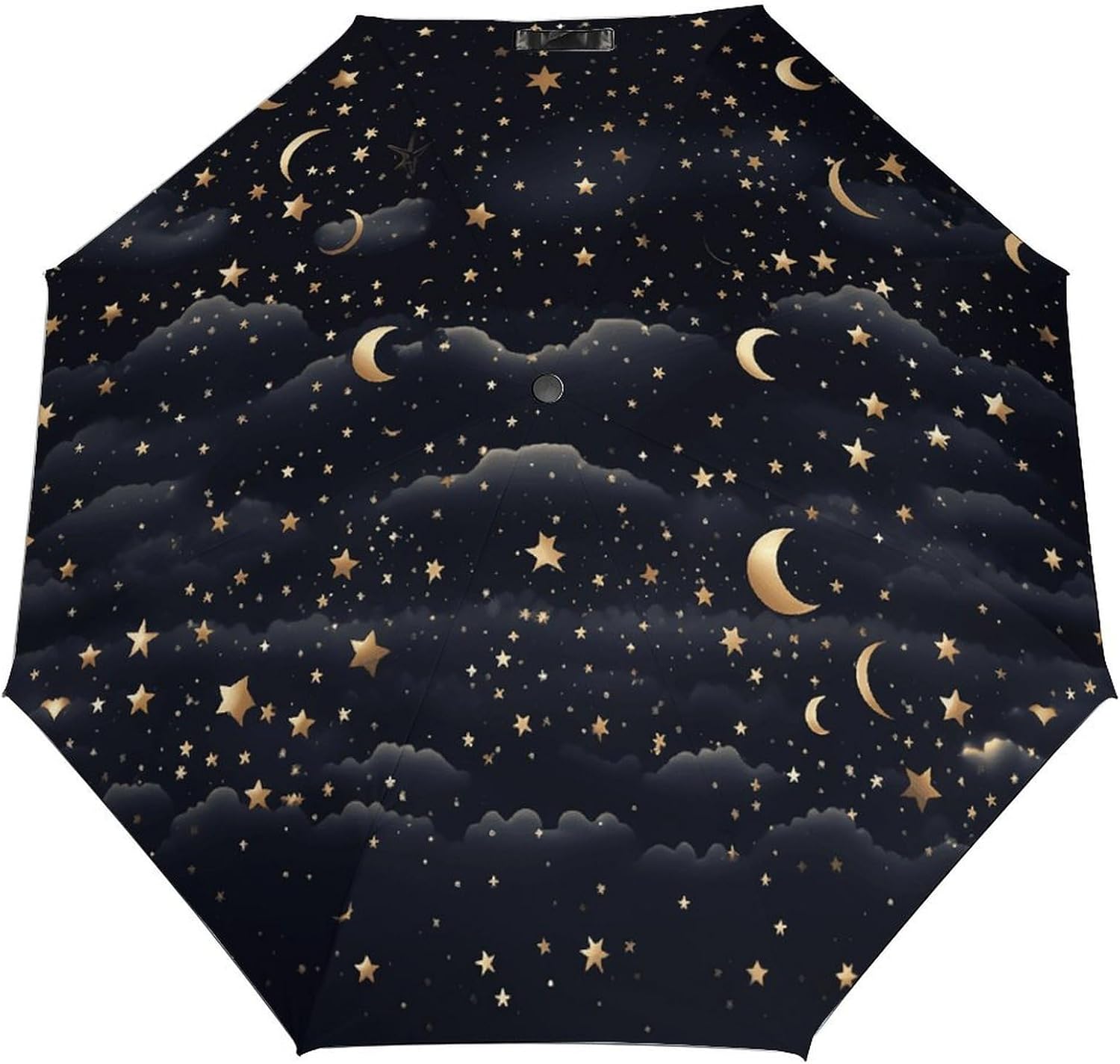 Folding Small Sun Umbrella Stars And Moon on Dark Background Windproof Travel Umbrella Lightweight Small And Compact Suit for Pocket
