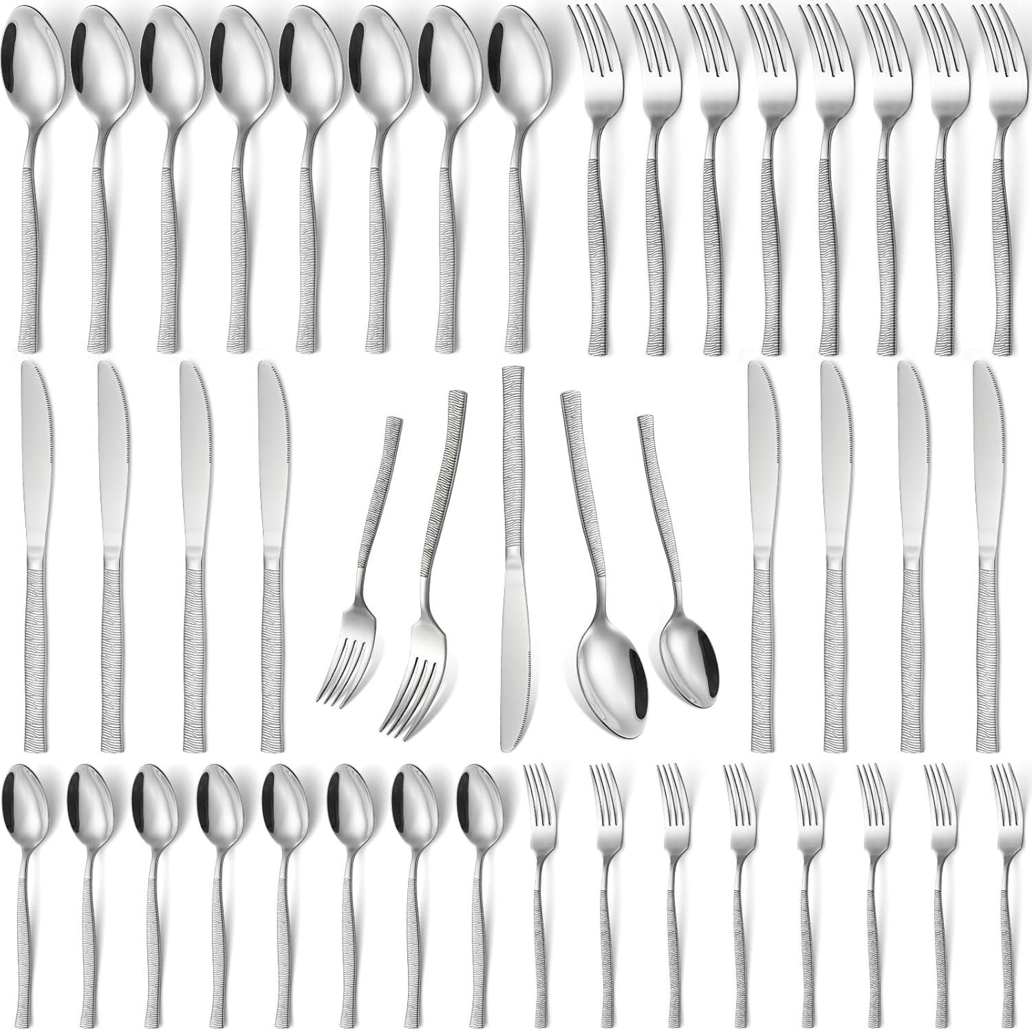 40-Piece Silverware Set Stainless Steel Flatware Set for 8,Dinner Knives Forks and Spoons Silverware Set Cutlery Utensil Set for Home,Kitchen,Restaurant,Hotel