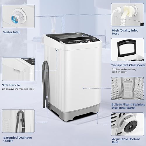 Miniatura 9 de Nictemaw Lavadora portátil, capacidad de 17.8 libras, lavadora portátil totalmente automática, combo de lavadora y secadora de 2.4 pies cúbicos con