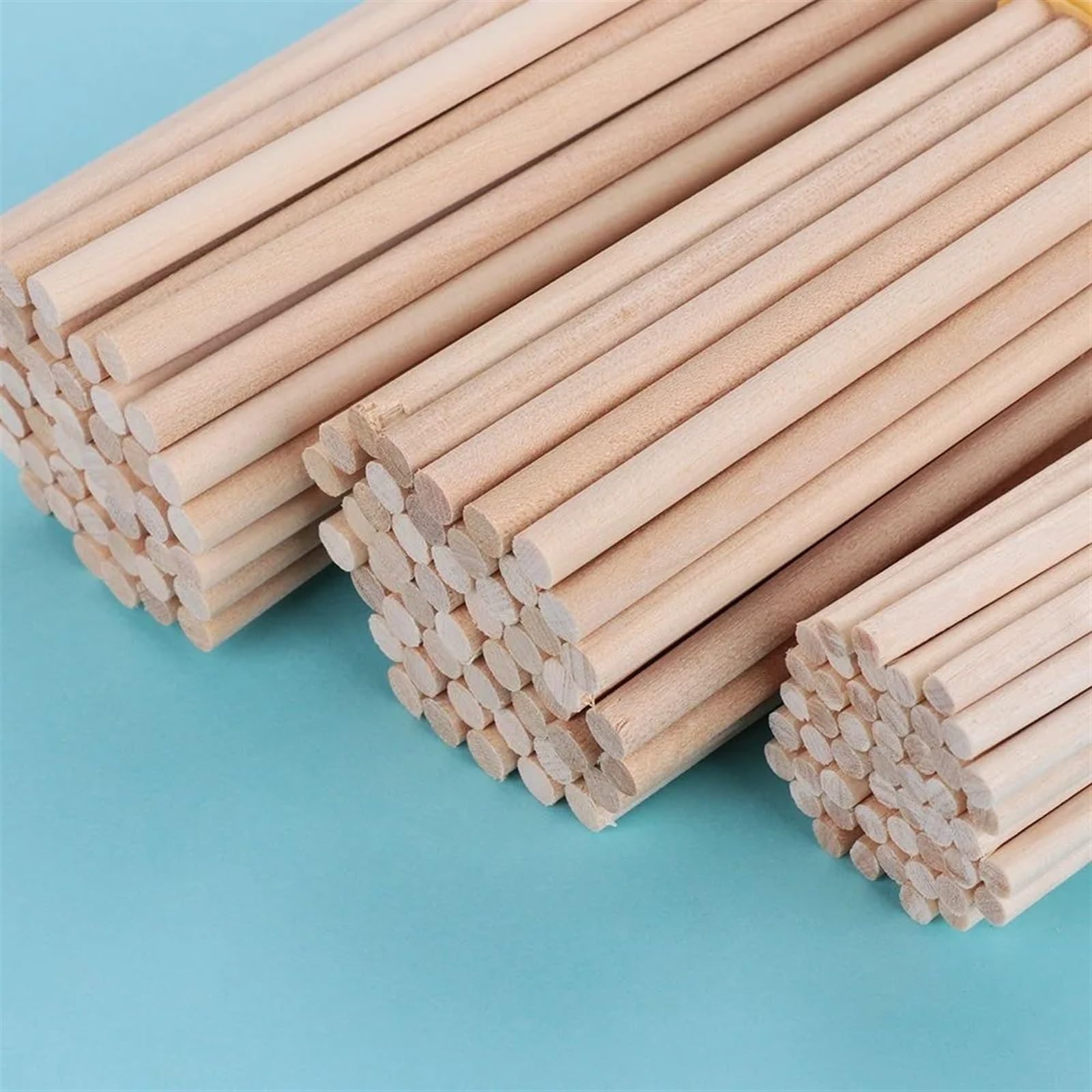 Bâtonnets en bois, Chevilles en bois de bouleau, paquet 100, 6-8mm x 200-300mm, for bricolage, artisanat, modèle construction, travail du(6x300mm)