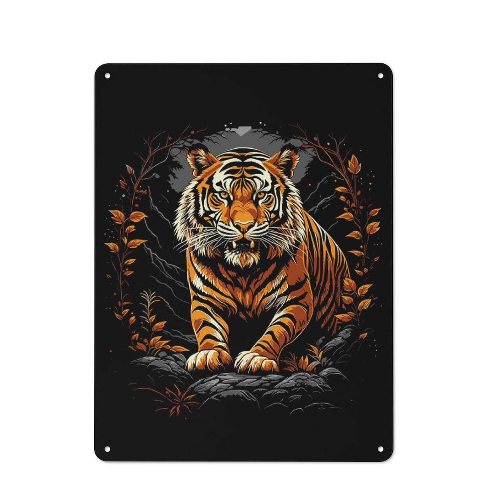 Junmoney Tiger Wild Life Pop Art Rustic Metal Sign 40X30cm For Guest Room Or Hallway, Suited To Hallway Wall Decor Fans